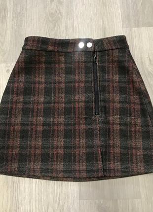 Мини юбка в клетку preppy колледж школа асимметрия