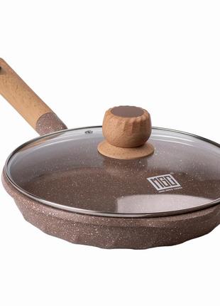 Мраморная алюминиевая кастрюля с антипригарным покрытием ø 26 см бежевая mgc shop