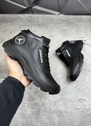Зимние мужские ботинки jordan black white (мех) 40-41-44-45