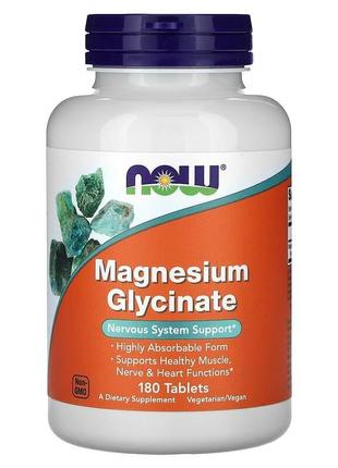 Магній гліцинат 100 мг now foods magnesium glycinate для здоров'я нервової системи 180 таблеток