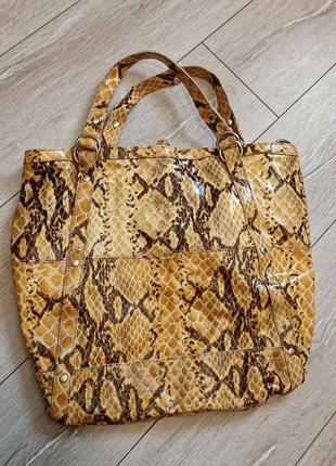 Ексклюзивна велика сумка шопер з натуральної шкіри пітона італія genuine leather5 фото