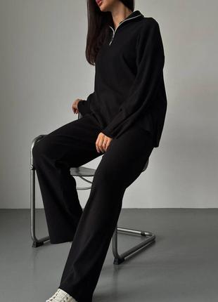 Костюм в рубчик из ангоры и напылением флиса