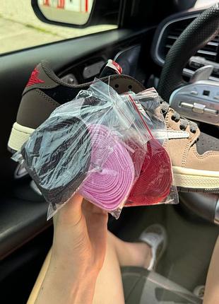 Кроссовки travis scott x Air Jordan 6 low in white and red 1 low mocha8 фото