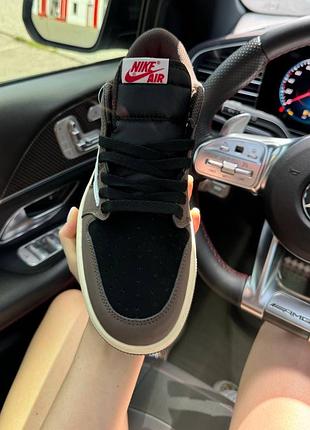 Кроссовки travis scott x Air Jordan 6 low in white and red 1 low mocha3 фото