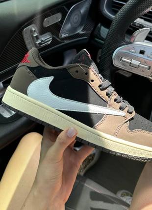 Кроссовки travis scott x Air Jordan 6 low in white and red 1 low mocha2 фото