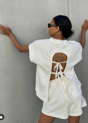 Костюм хлопковый с открытой спиной