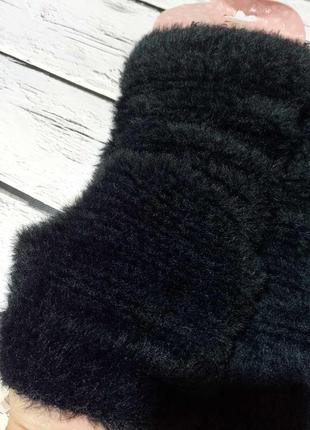 Теплые ангоровые пушистые черные женские гетры