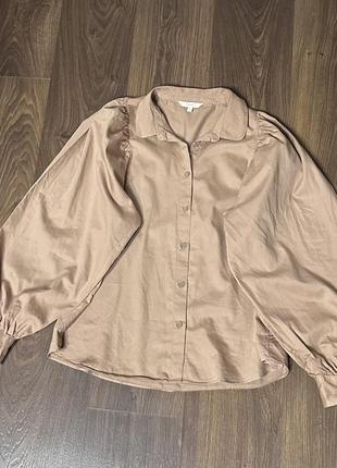 Рубашка капучино с объемными рукавами2 фото