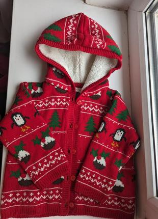 Тепла кофта з капюшоном і хутром