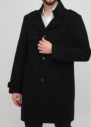 Чорне демісезонне пальто однобортне drykorn