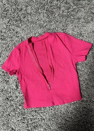 Футболка укорочена в рубчик