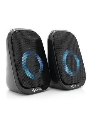 Колонки 2.0 kisonli x7  для пк и ноутбука, usb + 3.5mm, 2x3w, 20hz- 20khz, black склад одесса 36399