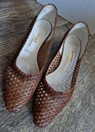 Шкіряні коричневі плетені туфлі bally of switzerland 🇨🇭 bellezza