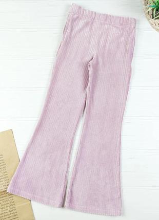 Велюровые лосинки клеш в рубчик от i love girlswear на 6 лет, 116 см.1 фото