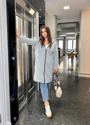 Теплая удлиненная толстовка oversize на молнии(5 цветов) zz-3229