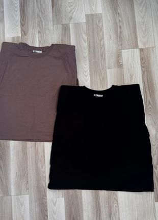 Футболка zara 2шт с подплечниками коричневый и черный 🖤🤎