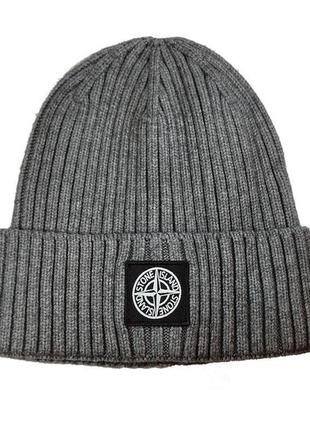 Шапка stone island black logo2 фото