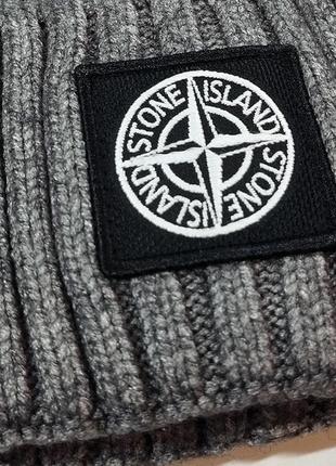 Шапка stone island black logo4 фото
