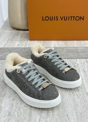 Кеды меховые замшевые в стиле louis vuitton зимние кроссовки