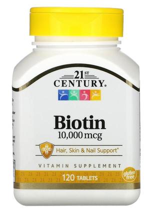 Биотин 21st century biotin 10000 mcg для укрепления волос кожи ногтей 120 таблеток