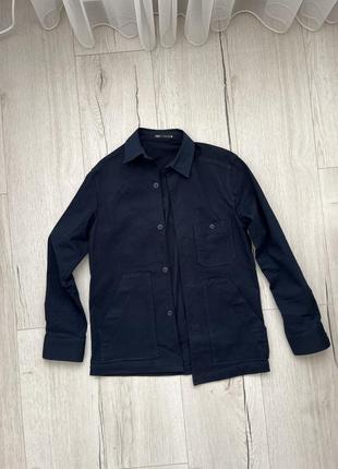 Рубашка очень плотно темно синяя zara