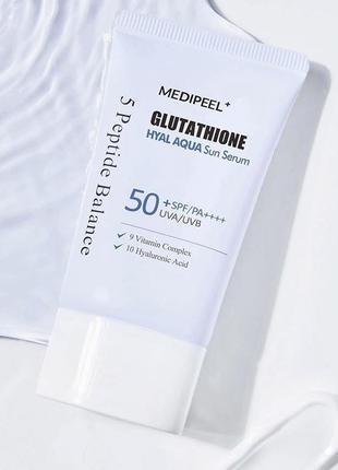 Medi-peel glutathione hyal aqua sun serum spf50+ ра++ солнцезащитная сыворотка для лица, 50 мл