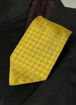 Жовта краватка versace v2  vintage yellow silk tie