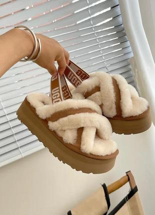 Угг діско сандалі платформа руді  ugg disco cross slides chestnut