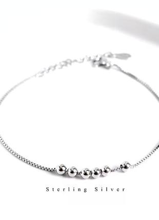 Серебряный браслет на ножку "шарики"