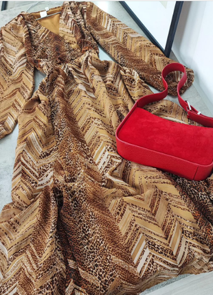 Шифонова максі сукня в анімал принт в осінніх тонах ady p