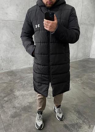 Зимний удлиненный пуховик ua черный