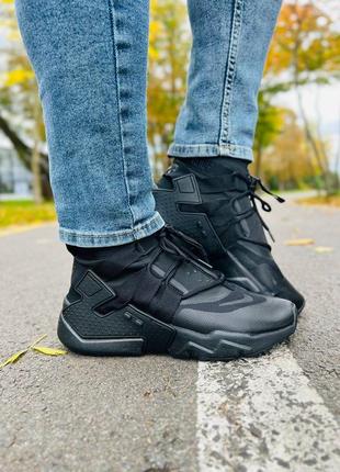 nike huarache gripp zip triple black 2790 161233344