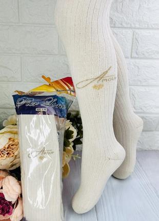 Махрові зимові колготи для дівчинки однотонні у рубчик туреччина тм pier lone