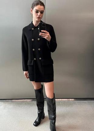 Пальто женское черное шерстяное zara new