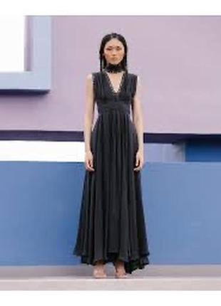 Черное льняное платье в пол  mes demoiselles