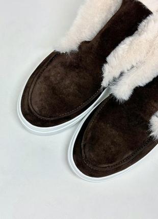 Жіночі замшеві черевики коричневі натуральна шкіра замша осінь зима на замовлення 36-43р