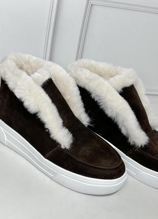 Жіночі замшеві черевики коричневі натуральна шкіра замша осінь зима на замовлення 36-43р