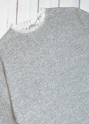 💥1+1=3 базовый стильный серый свитер с кружевной стойкой drothy perkins, размер 46 - 484 фото