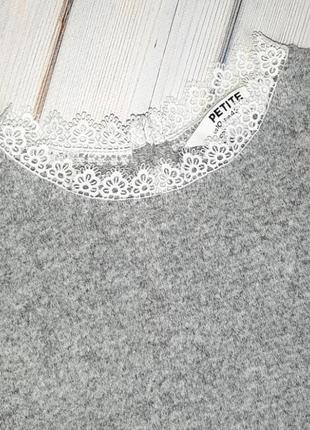 💥1+1=3 базовый стильный серый свитер с кружевной стойкой drothy perkins, размер 46 - 485 фото