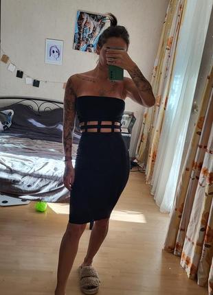 Бандажное черное платье missguided 6(34) хс размер