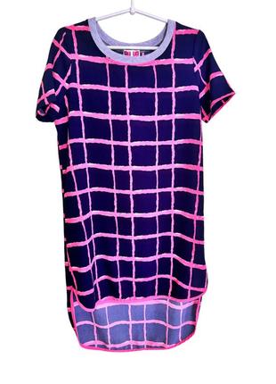 Р. 42/44/xs-s новое платье-туника ribbon — стильное и нарядное, в синем цвете с розовыми акцентами