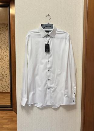 Нова біла сорочка next signature premium fabrics slim fit розмір