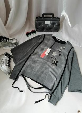 Шикарна трикотажна кофта блуза туреччина зі сріблястим напиленням стразами камінням бісером всіляким