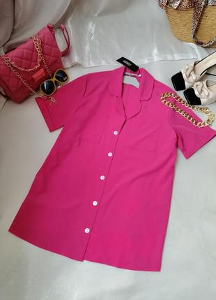 Яскраво-рожева малинова колір фуксія блуза з легкої струминної тканини