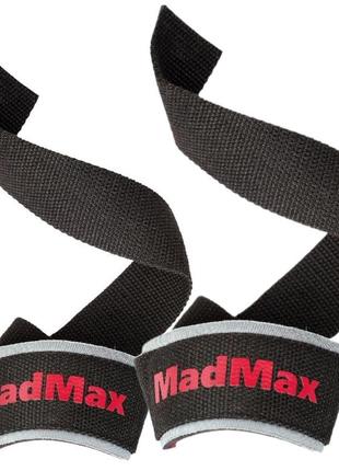 Лямки для тяги madmax mfa-267 pwr straps black/grey/red - лямки для тяги з бавовни з неопреновою вставко dm-11