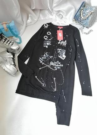 Блуза туніка трикотаж туреччина з ланцюгами шипами стразами бісером черепами та камінням