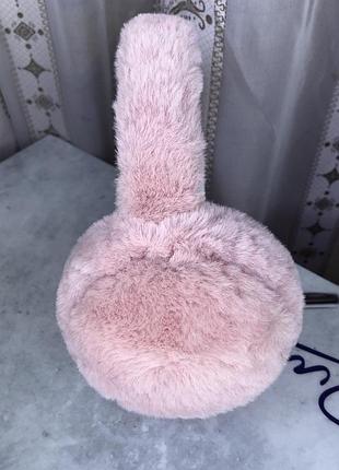 Наушники складные меховые махровые мягкие пушистые тёплые теплые зимние однотонные розовые женские детские