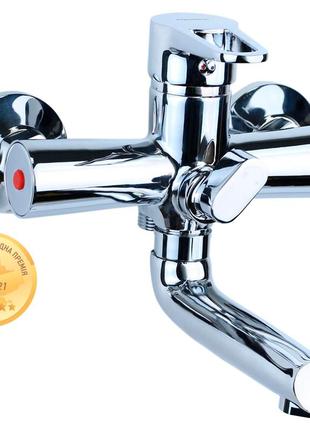 Смеситель для ванны гусак aquatica hk 2c130c ø35 150мм прямой дивертор   встроенный картриджный dm-11