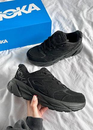 Hoka one one clifton l suede 'triple black'
