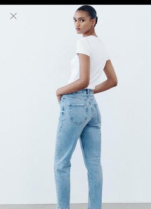 Голубые джинсы zara момы mom fit zara мом